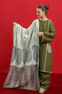 URGE - 3PC DHANAK EMBROIDERED SHIRT WITH TWILL PRINTED SHAWL AND TROUSER - HZG1953