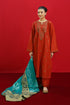 URGE - 3PC DHANAK EMBROIDERED SHIRT WITH TWILL PRINTED SHAWL AND TROUSER - HZG1952